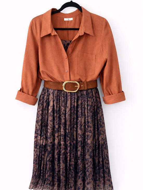 Zara Tops - Zara Rust Orange Button-Up Blouse and skirt